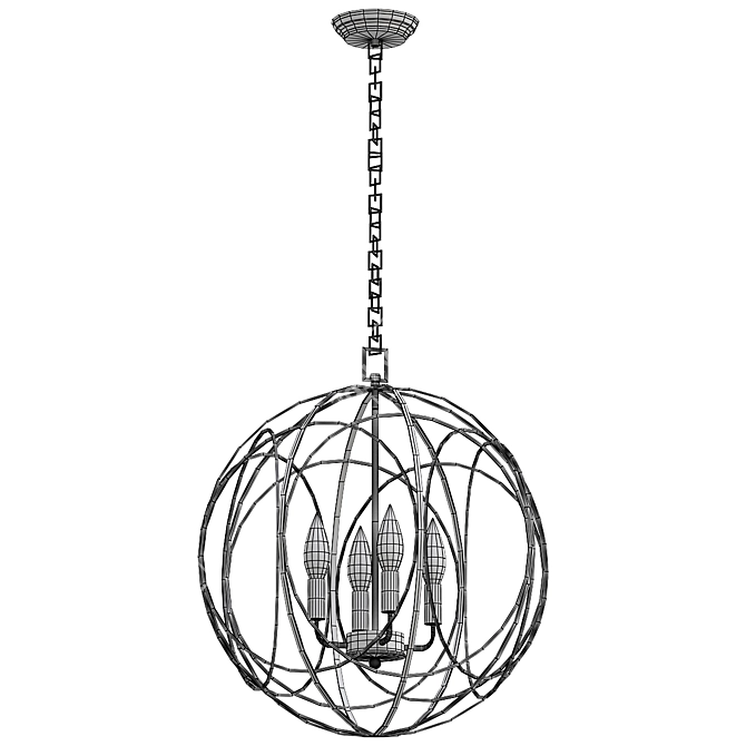  Modern Orb Chain Chandelier 3D model image 2