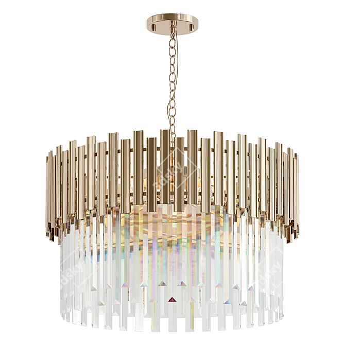 Elegant Modern Crystal Chandelier Gold 3D model image 1