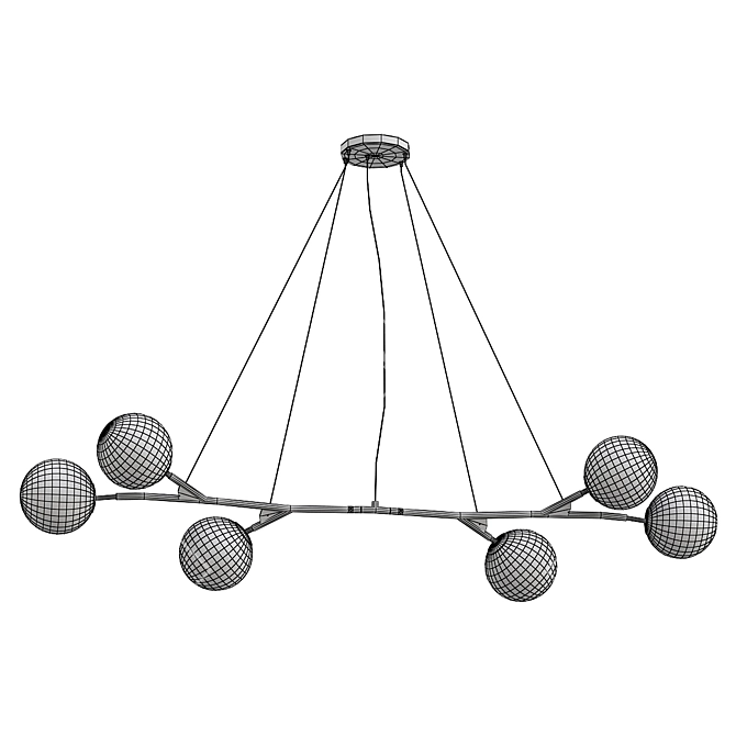 Elegant Bunch 6-Light Chandelier 3D model image 2