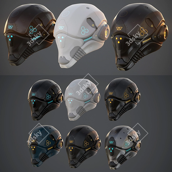 Futuristic Helmet Model Kit 3D model image 2