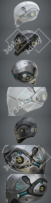 Futuristic Helmet Model Kit 3D model image 4