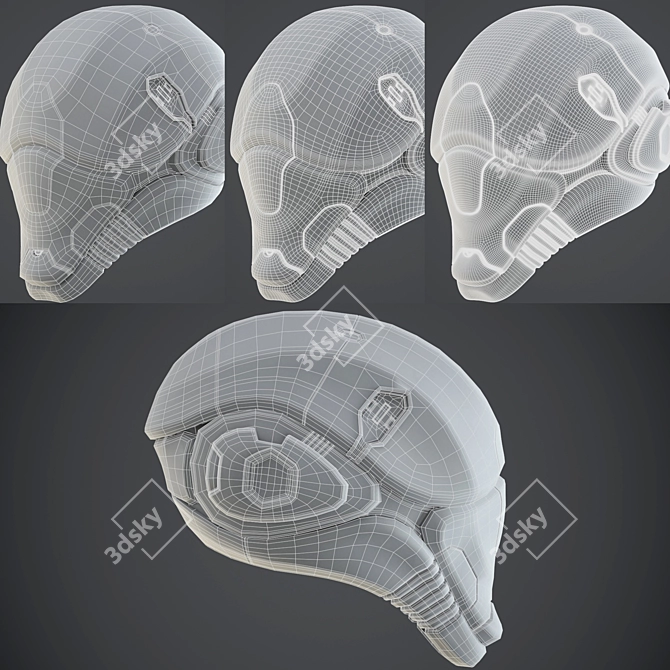 Futuristic Helmet Model Kit 3D model image 7