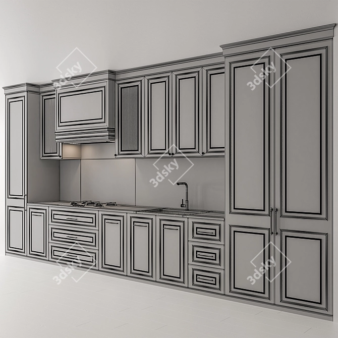 Modern Gray 67-Piece Kitchen Set 3D model image 5