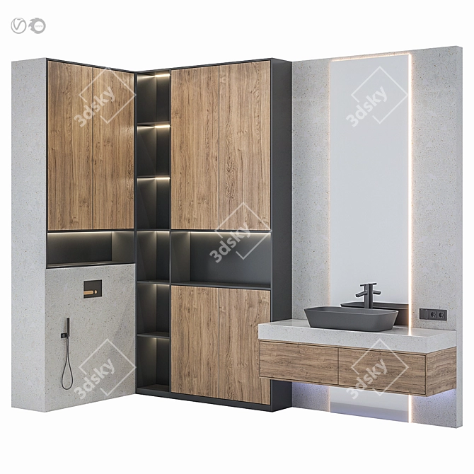 Versatile Bathroom Bath Set Furniture 3D model image 1