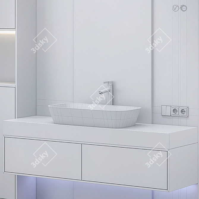 Versatile Bathroom Bath Set Furniture 3D model image 3