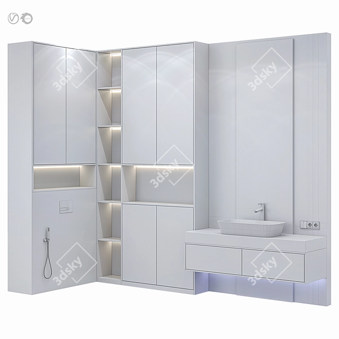 Versatile Bathroom Bath Set Furniture 3D model image 4