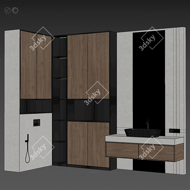 Versatile Bathroom Bath Set Furniture 3D model image 5