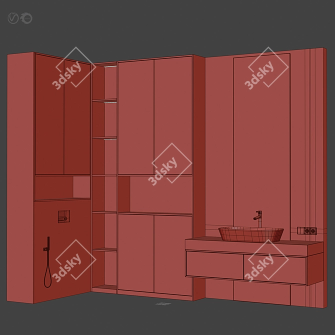 Versatile Bathroom Bath Set Furniture 3D model image 6