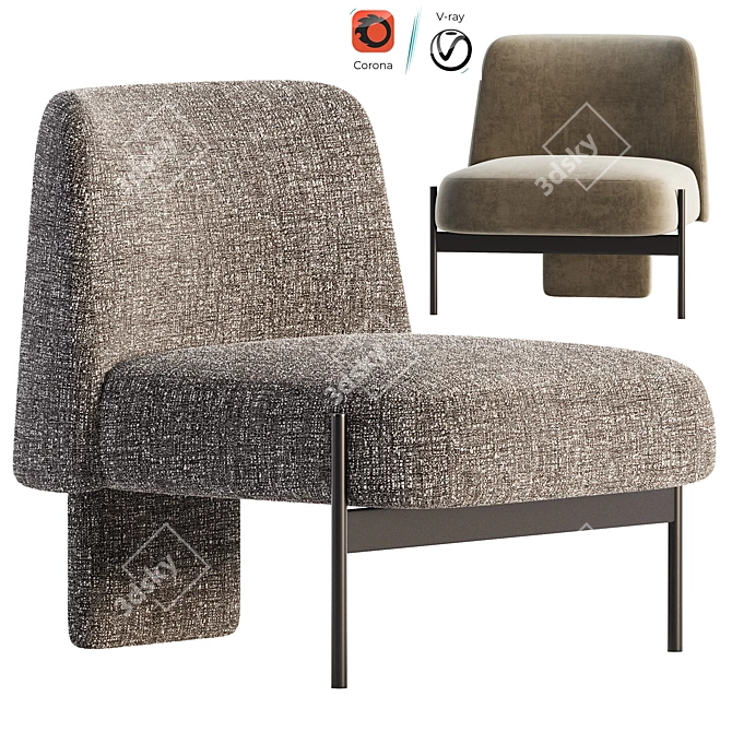 Modern Fabric Easy Chair MisuraEmme 3D model image 1