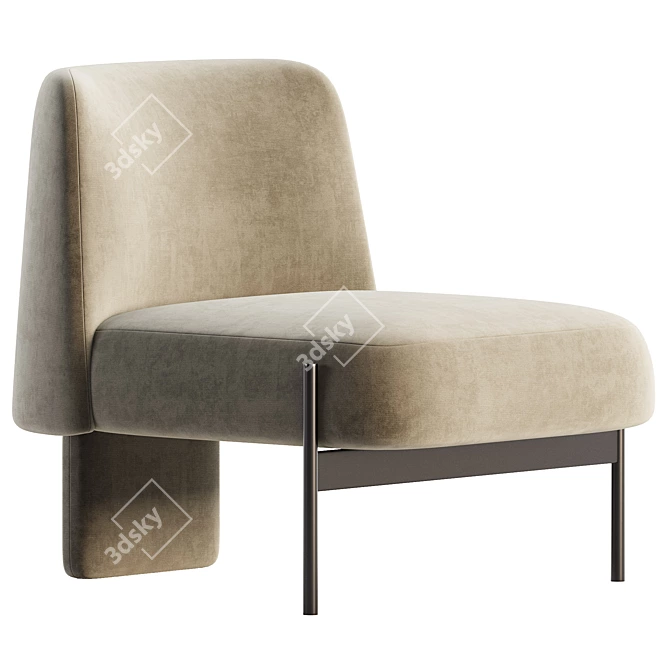 Modern Fabric Easy Chair MisuraEmme 3D model image 2