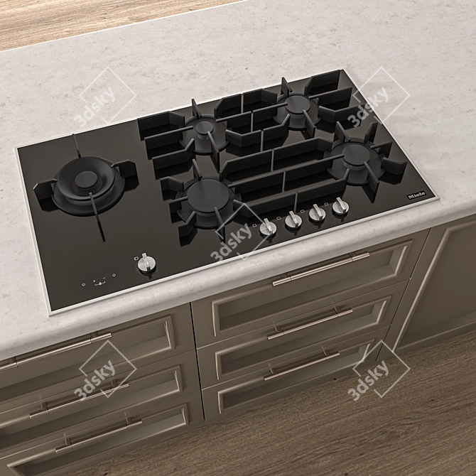 Adjustable Neoclassic Kitchen Island 3D model image 4