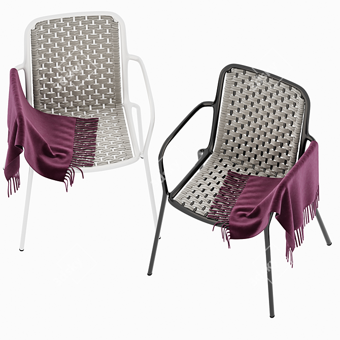 Velvet Rattan Armchair: Stylish Design 3D model image 4