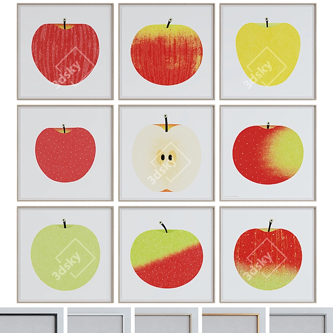 Modern Square Apple Picture Frame Set 3D model image 1