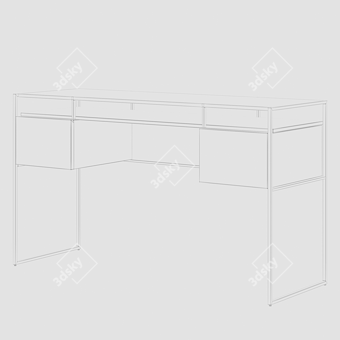 Sleek Black Mango Wood Desk 3D model image 2