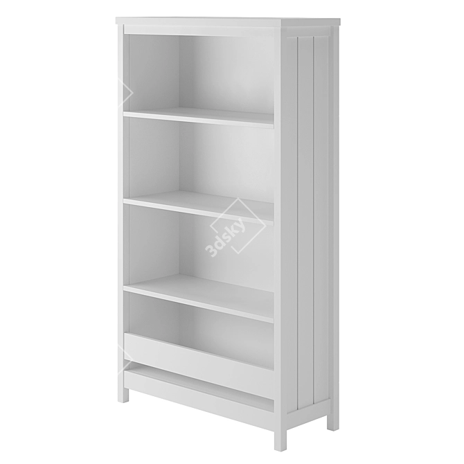 Wood L White Shelving Unit 3D model image 1