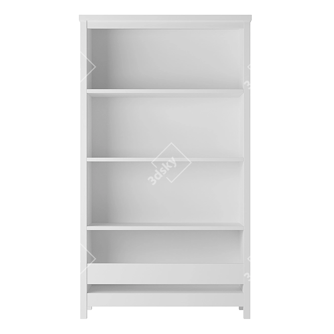 Wood L White Shelving Unit 3D model image 2