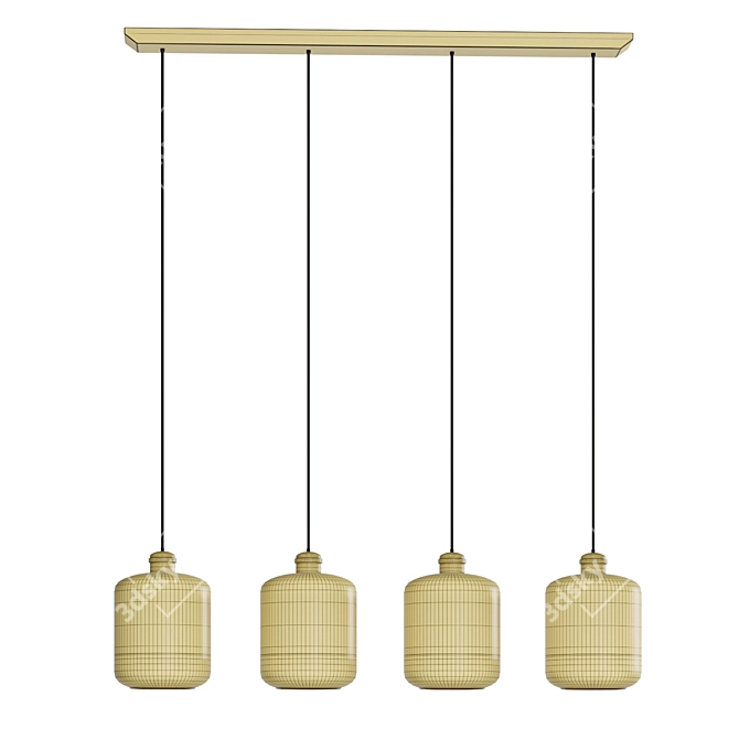 Sleek Metal Pendant Lighting 3D model image 6