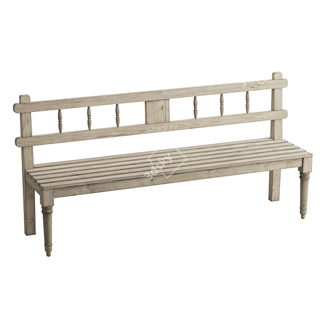 Eco-Chic Reclaimed Teak Bench 3D model image 1