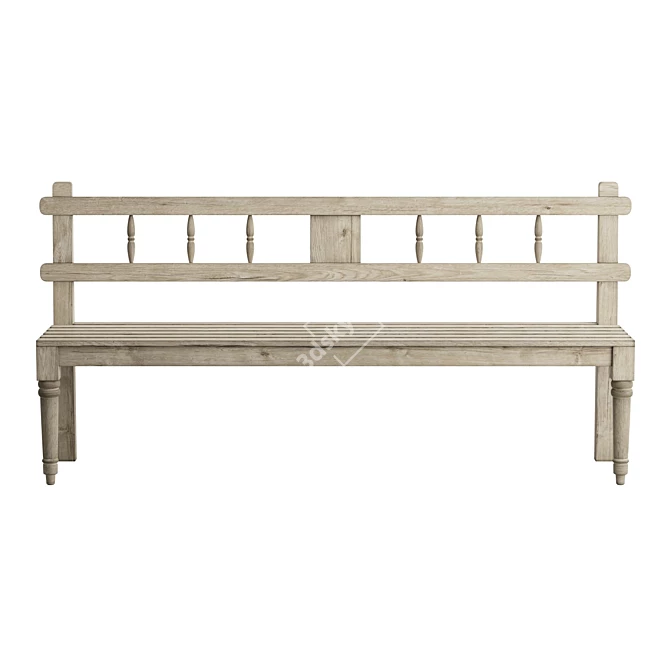 Eco-Chic Reclaimed Teak Bench 3D model image 2