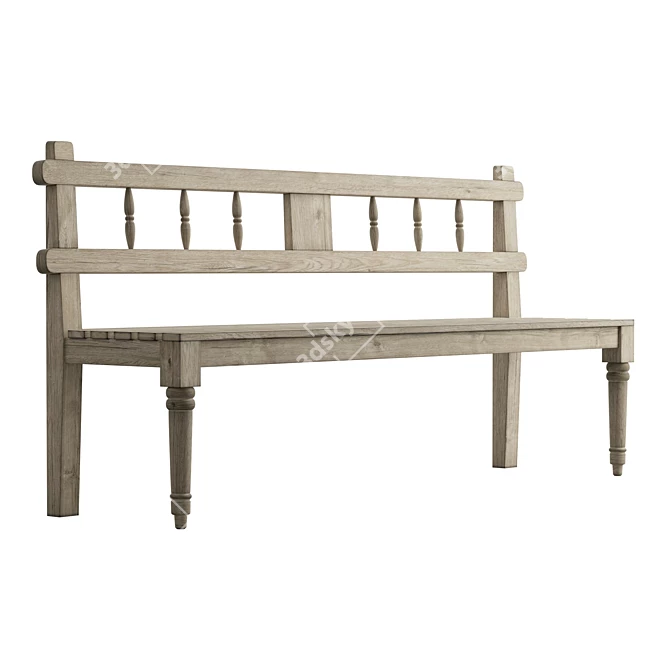 Eco-Chic Reclaimed Teak Bench 3D model image 3