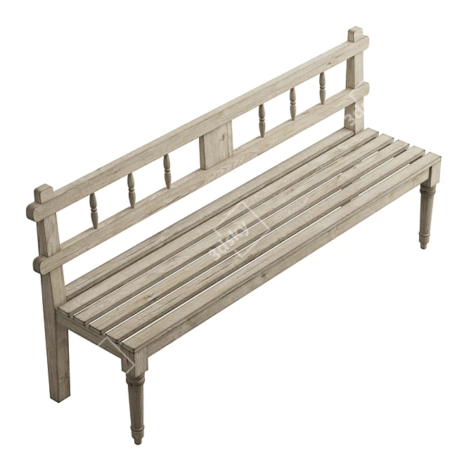 Eco-Chic Reclaimed Teak Bench 3D model image 5