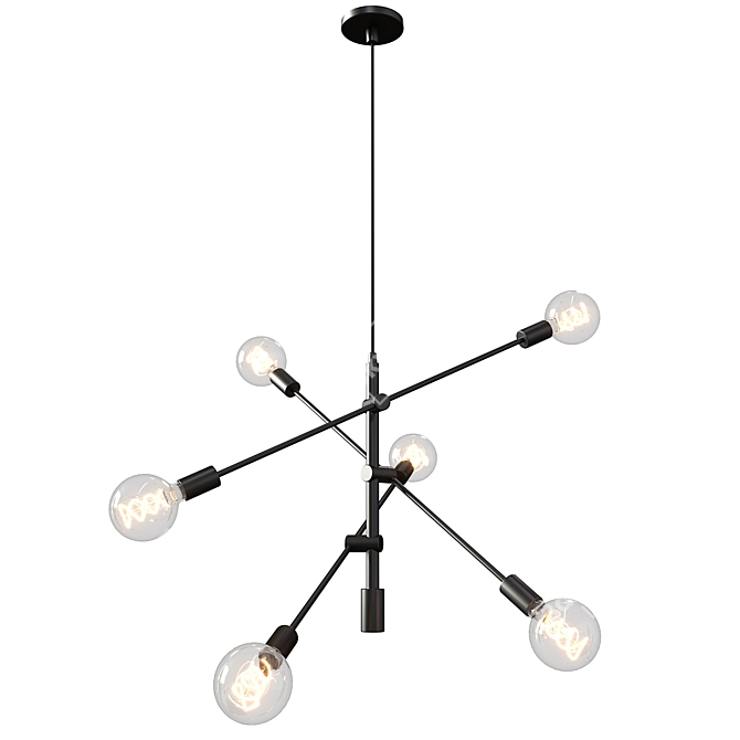 Sydney Industrial Hanging Lamp Black 3D model image 1