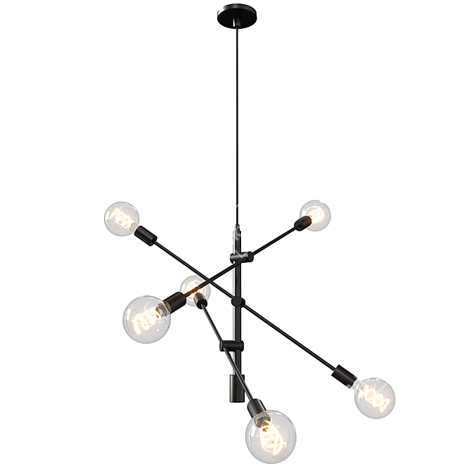 Sydney Industrial Hanging Lamp Black 3D model image 2