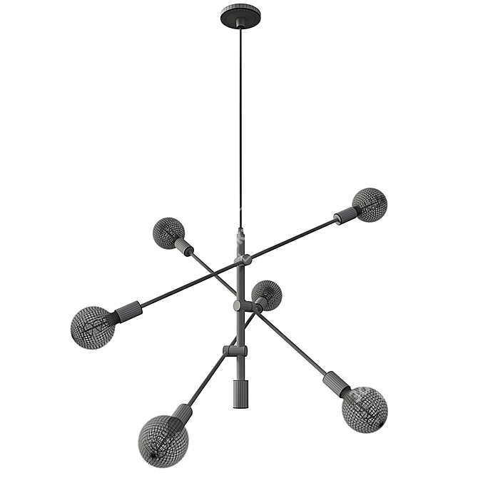 Sydney Industrial Hanging Lamp Black 3D model image 4