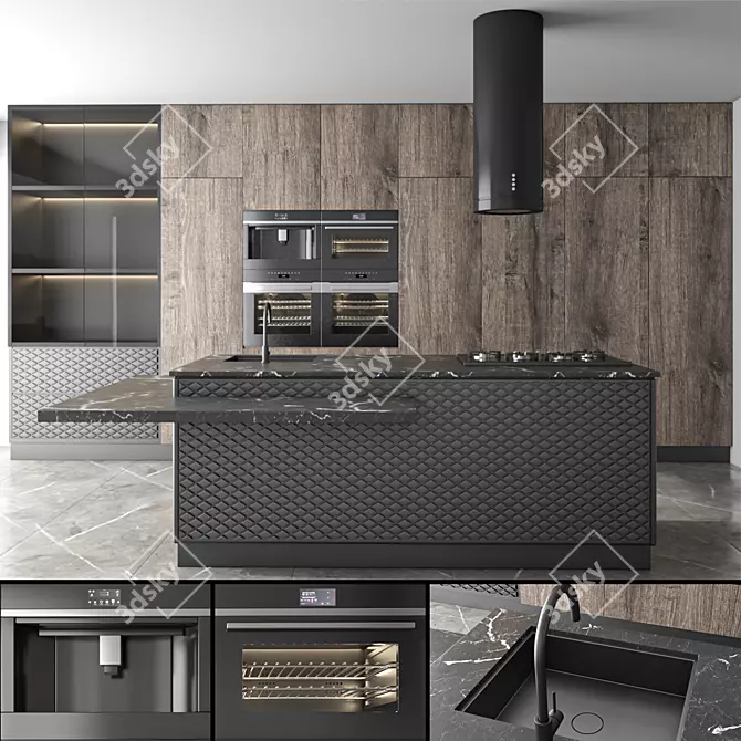 Modern Kitchen Set 3D Model 3D model image 1