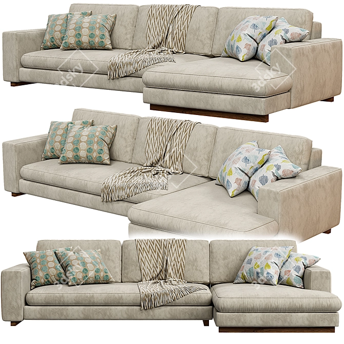  Streamlined West Elm Harmony Sofa 3D model image 1