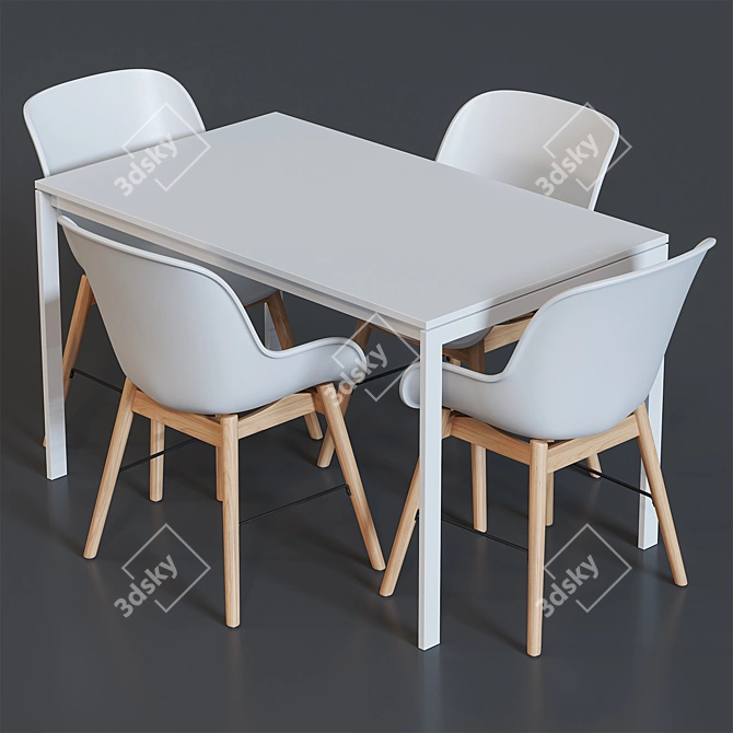 Modern Ikea Chair and Table 3D model image 2