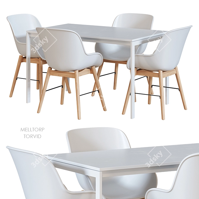 Modern Ikea Chair and Table 3D model image 5