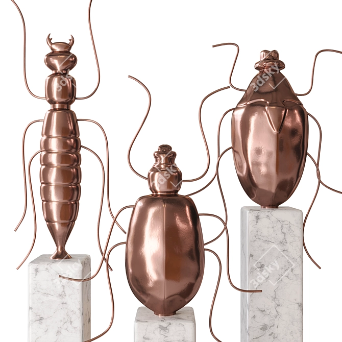 Golden Ant Statuettes Set 3D model image 3