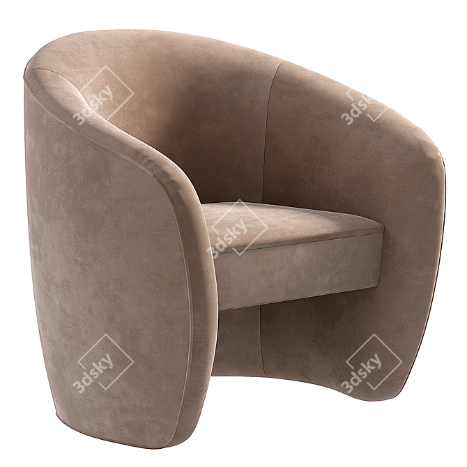 Elegant Adamante Round Velvet Chair 3D model image 1