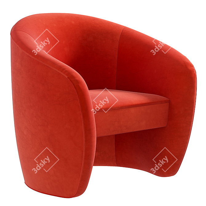 Elegant Adamante Round Velvet Chair 3D model image 2