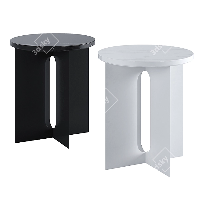 Stylish Path Metal Marble Table 3D model image 4