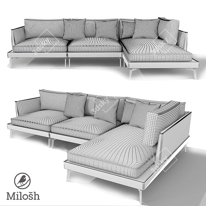 ELEGANT MILOSH VELVET DIVAN 3D model image 1