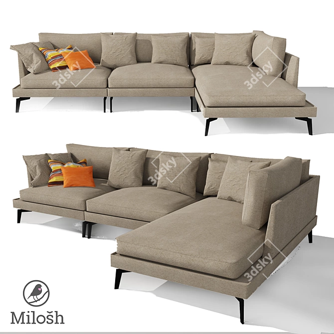 ELEGANT MILOSH VELVET DIVAN 3D model image 4