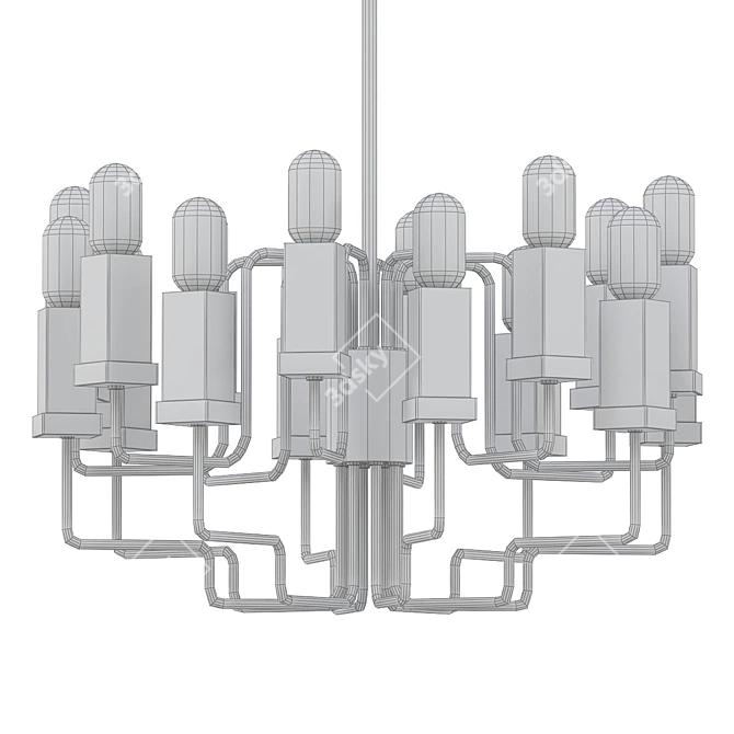 Industrial Wired Geek Chandelier 3D model image 1