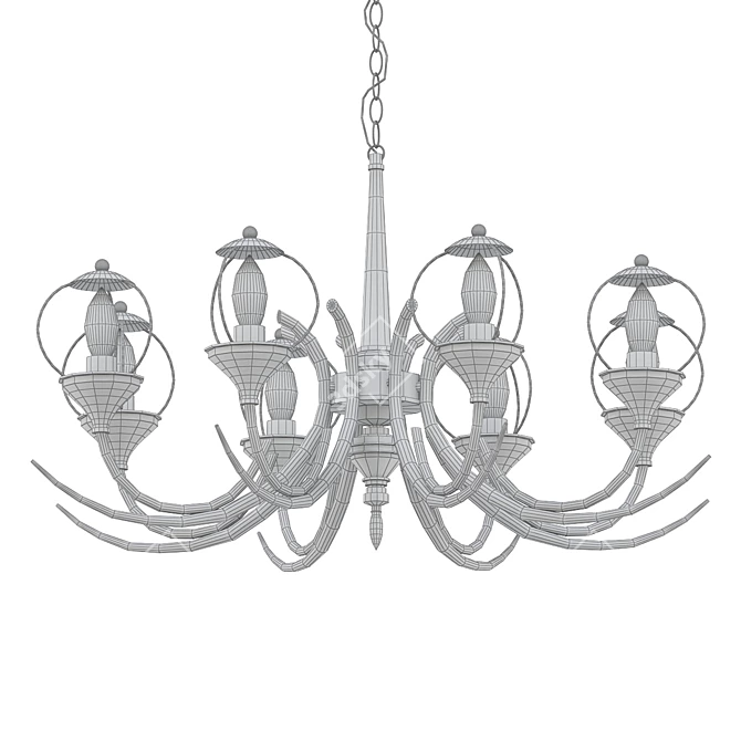 Vintage 8-Light Black Chandelier 3D model image 1