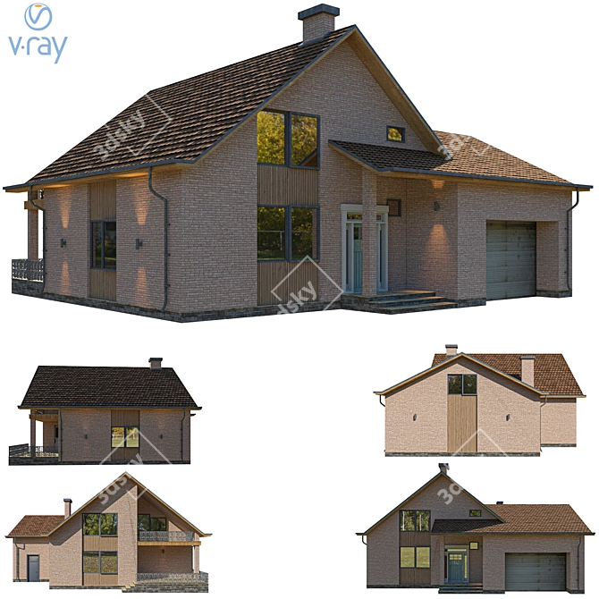 High-Poly 3D House Model 3D model image 3