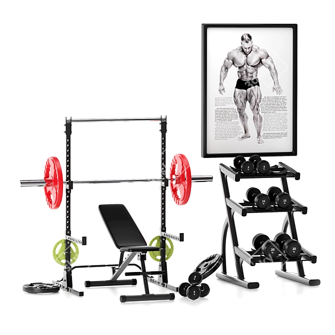 Fitness Bodybuilding Gym Machine Set 3D model image 3