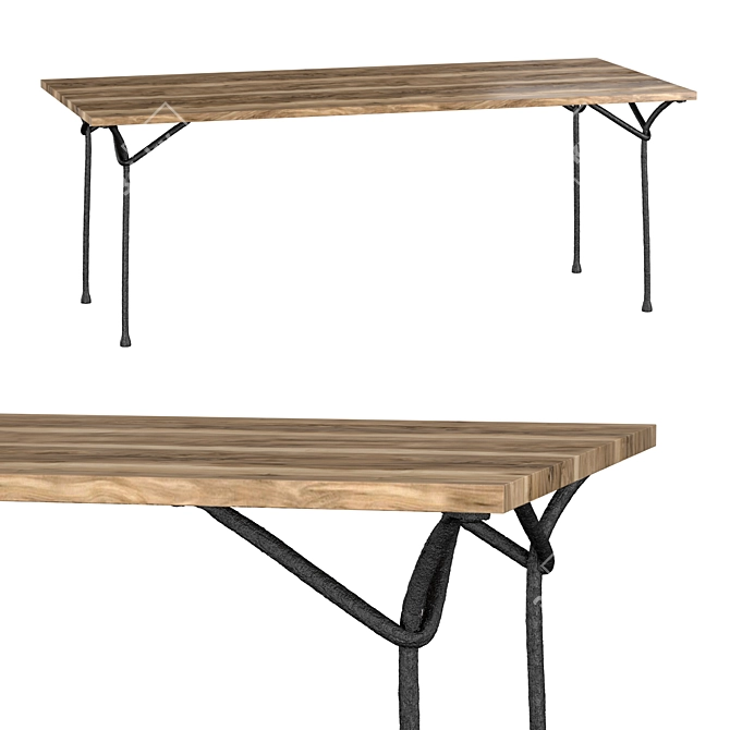 Sleek Steel Outdoor Dining Table 3D model image 5