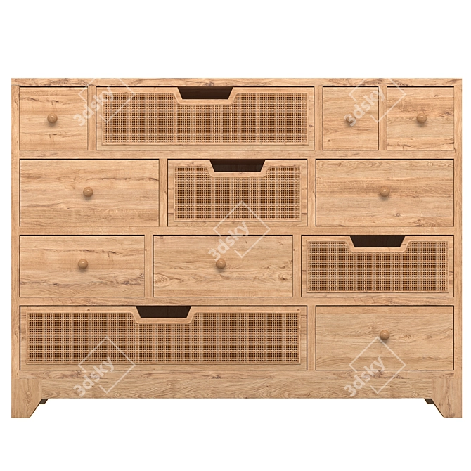 Rattan Wood Chest: Rose Grey 3D model image 7