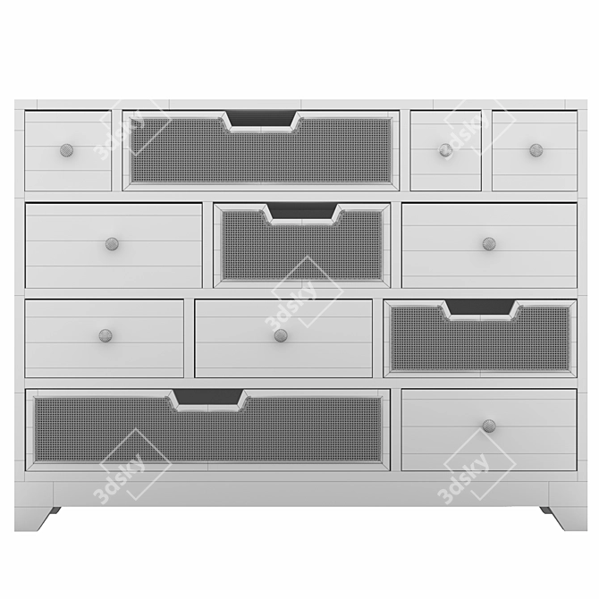 Rattan Wood Chest: Rose Grey 3D model image 11