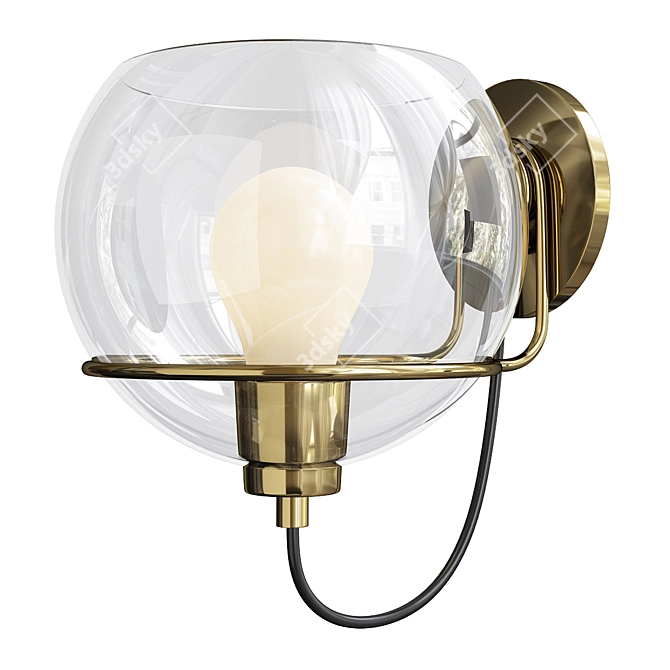 Brass Glass Wall Sconce, Modern 3D model image 2