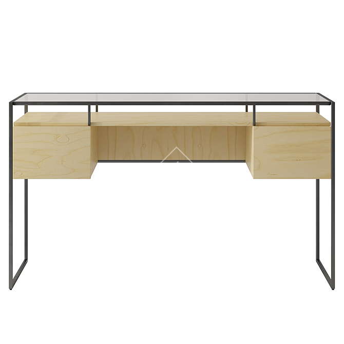 Modern Mango Wood Glass Desk 3D model image 2