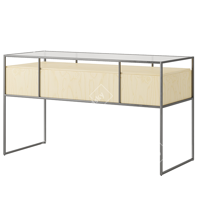 Modern Mango Wood Glass Desk 3D model image 3