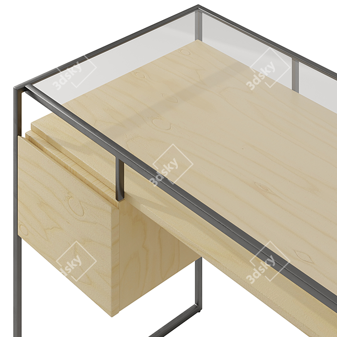 Modern Mango Wood Glass Desk 3D model image 4