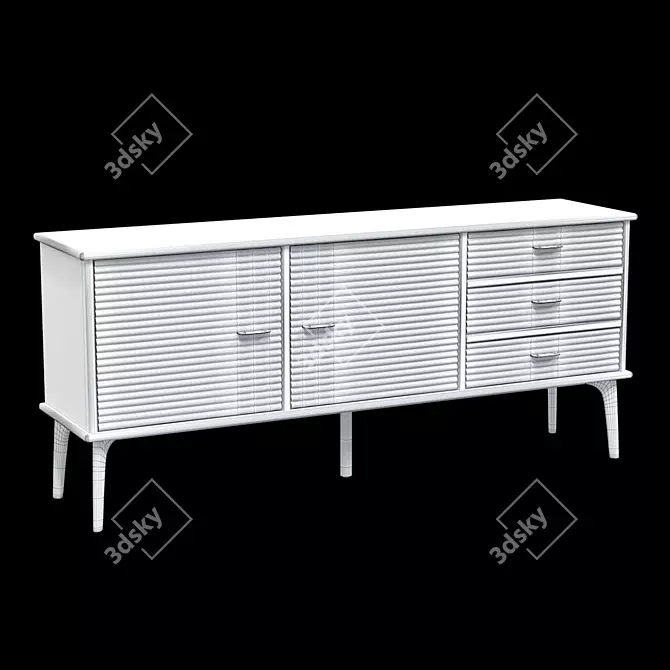 Modern Oak and Brass Sideboard 3D model image 2